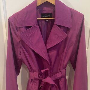 London Fog: Single-breasted Raincoat - FUCSHIA